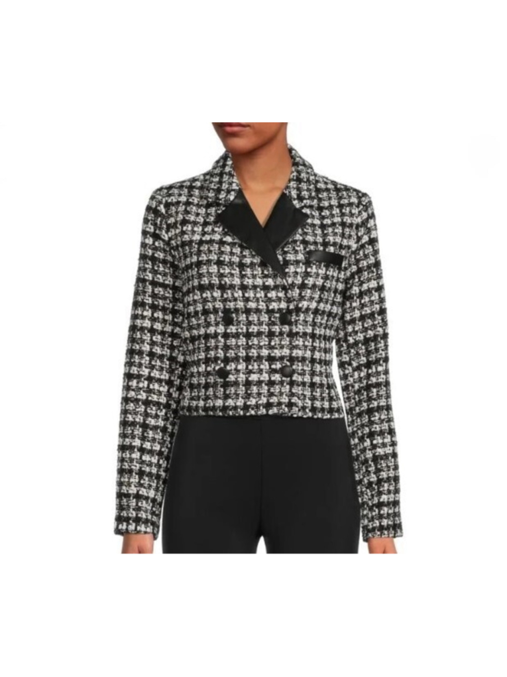 BCBGeneration Blazer Faux Leather Trim Jacket Double Breasted MEDIUM